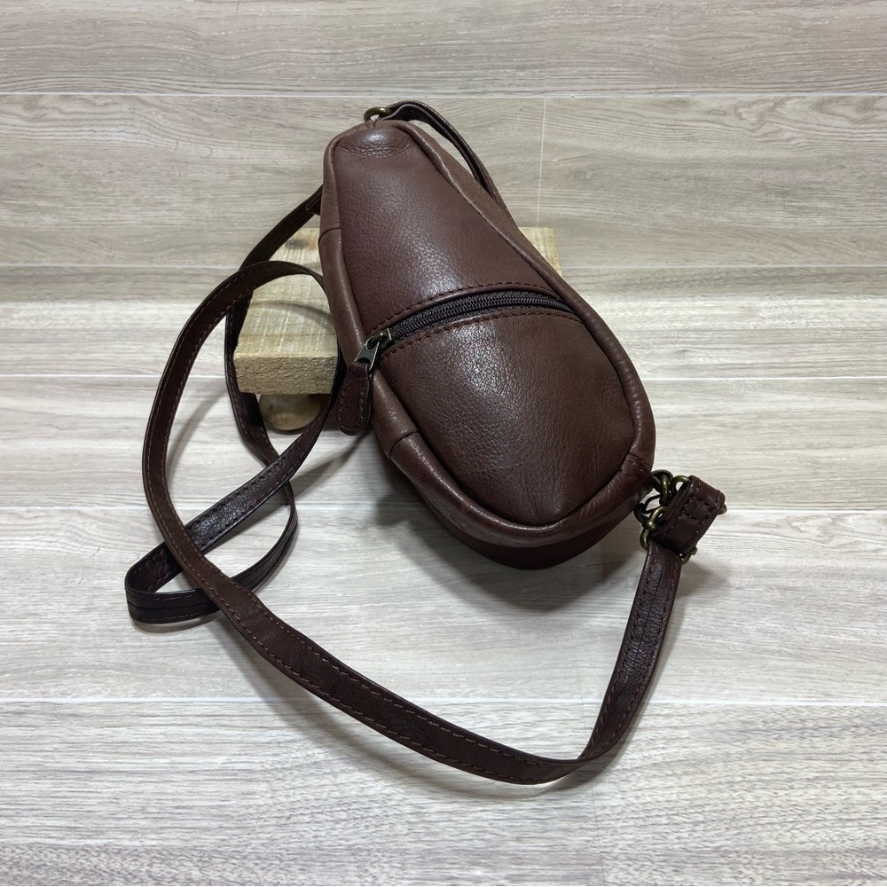 VTG L.L. BEAN / Ameri bag Brown Leather Mini Purse Crossbody Wristlet